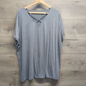 Women's Criss Cross C Neck Casual Short Sleeve Top Plus Size XXXX-large 4x Grey